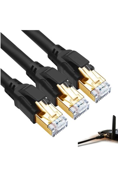 TERRIFI كابل إيثرنت CAT 8، طول 3 أقدام، عبوة من 3 قطع، سرعة عالية 40 جيجابت ف...