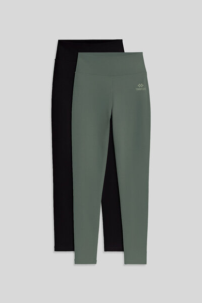 TOMMY LIFE Σετ 2 τεμαχίων Slim Fit, μαύρο-ανοιχτό πράσινο, γυναικείο κολάν - ...