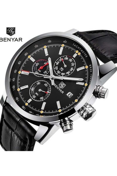 Benyar Mens Watches Multifunction Chronograph Date Quartz Watch for Men Stain...