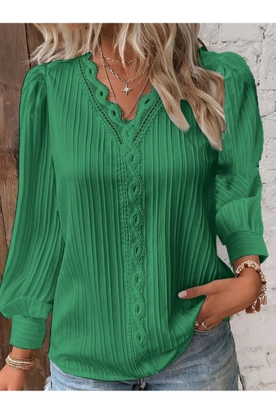 Generic Brand Modest Patchwork Relaxed Fit Women's Shirts & Blouses