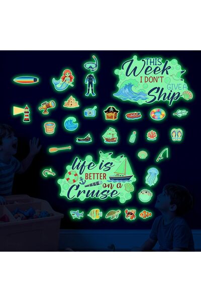 Robmoda 32Pcs Glow in The Dark Cruise Ship Door Wall Stickers，Adventures at S...