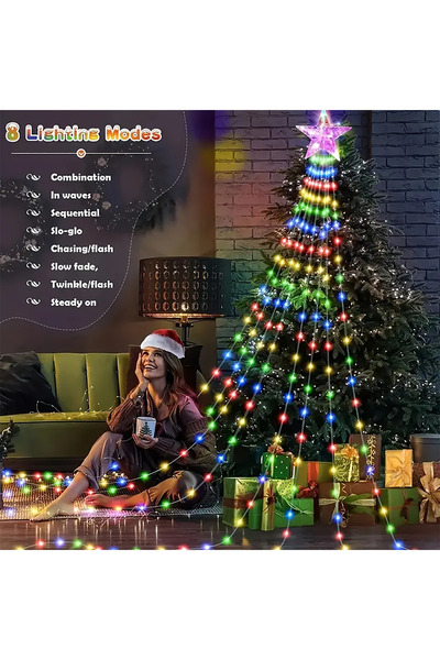 Choice 6.6Ft 200LEDS Multicolor Pentagram Waterproof String Light Solar Chris...
