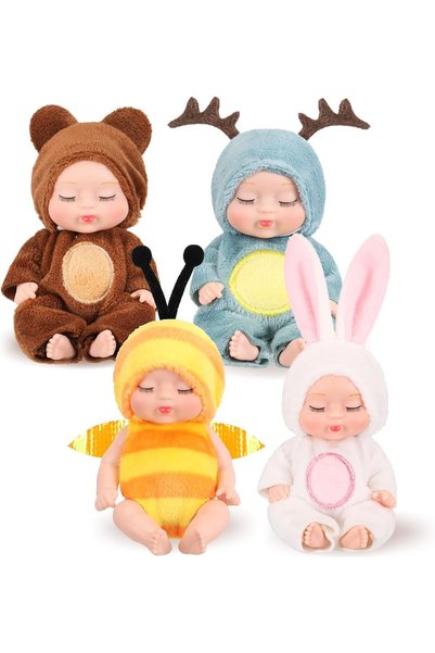 Hanaive 4 قطع من دمى الأطفال الصغيرة، بحجم 4 بوصات، بتصميم لطيف.