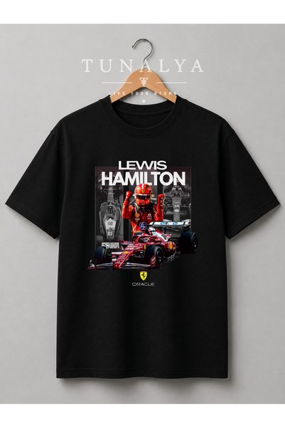 Grafftee Clothing تي شيرت واسع الحجم للجنسين مطبوع عليه صورة لويس هاميلتون، ب...