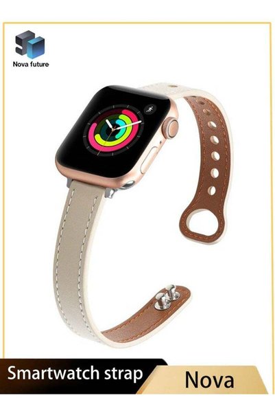 NOVACOM Nova future Slim Leather Apple Watch Band, 38mm/40mm/41mm, Leather Th...