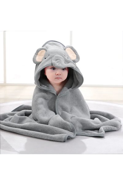Choice Grey Baby Bathrobe Infant Bath Towel Boy Girl Blankets Swaddle with Ho...