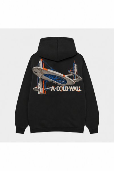 SVART WEAR A-Cold-Wall Rising Rhythm Cut-Out Printed Black Hoodie