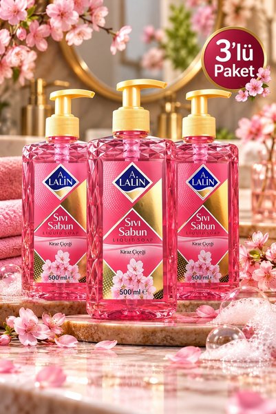 A. Lalin Kiraz Çiçeği Kokulu Sıvı Sabun 500 ml x 3 Adet – 3'lü Avantajlı Paket