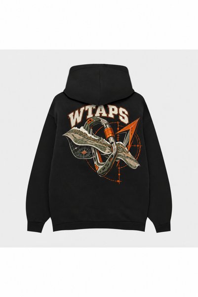 SVART WEAR Wtaps Light Line Cutout Printed Black Hoodie