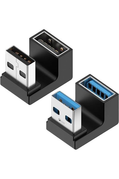Generic محول USB 3.2 بزاوية 180 درجة، عبوة من قطعتين، موصل USB A ذكر إلى أنثى...