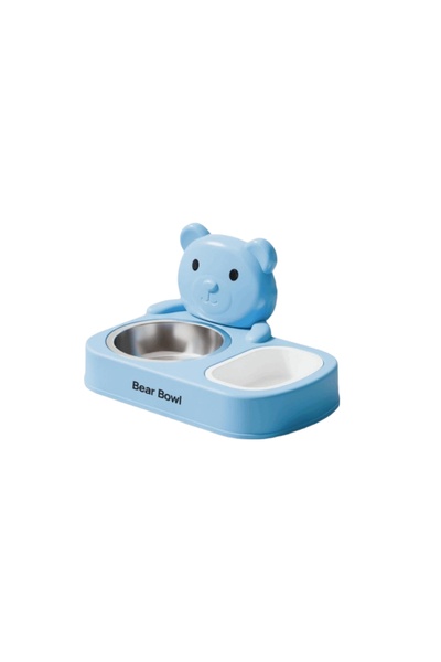 Seven Bird Cute Bear Design Pet Double Food Bowl