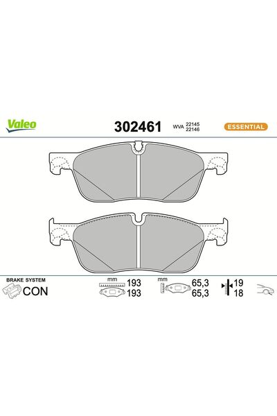 VALEO Set placute frana,frana disc 302461
