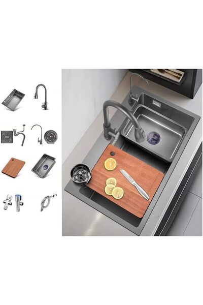 GENERAL Drop in Kitchen Sink,Anthracite Gray 304 Stainless Steel Kitchen Sink...