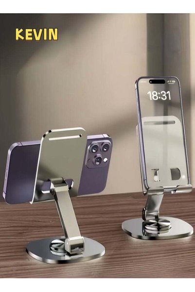 Kevin Portable Metal Mobile Stand, Adjustable Phone Stand, 360-Degree Univers...