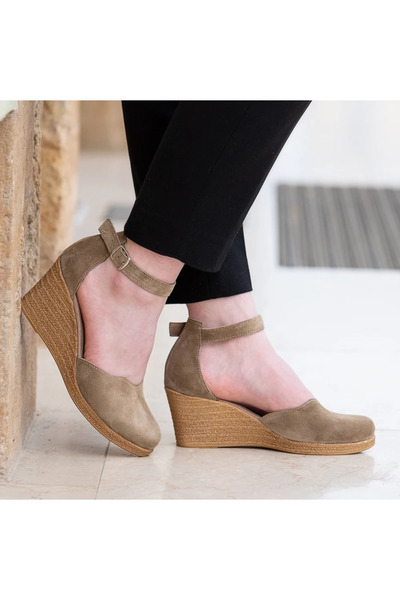 OEM Pantofi din piele întoarsă 020 nisip, pentru picior lat