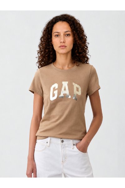 GAP Tricou clasic de damă cu mânecă scurtă, crem, 100% bumbac Better Cotton (...