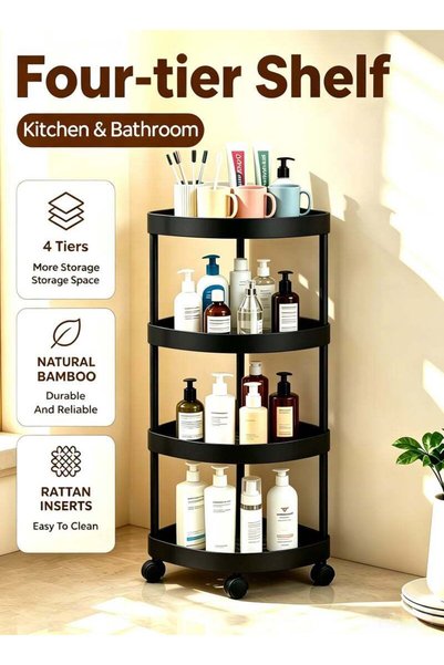 XIUWOO 4-Tier Corner Shelf,Corner Shower Caddy Standing with 4 Wheel,4-Tier S...