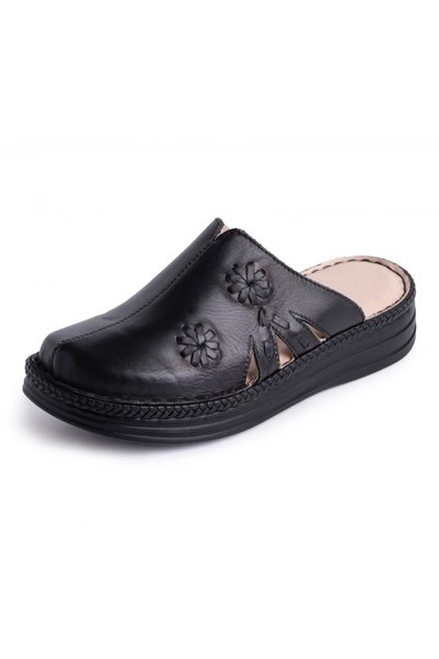 OEM Papuci de piele 4113 negri