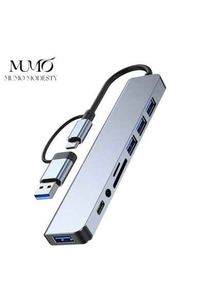 MUMO موزع USB-C، محول USB متعدد المنافذ 8 في 1، موسع USB، محول توسعة، محول