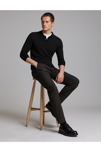 Pierre Cardin Dark Brown Slim Tailored Canvas Trousers 50331194-Vr084