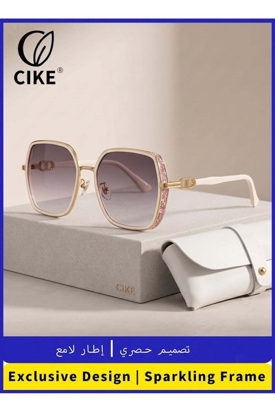Cike Be نظارات شمسية أنيقة مربعة الشكل من CIKE للنساء - نظارات شمسية فاخرة مع...