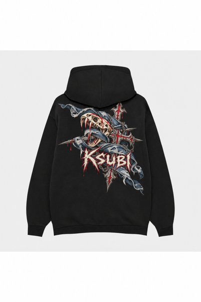 SVART WEAR Hanorac negru Ksubi cu imprimeu „Cross-Section” și cadru rupt