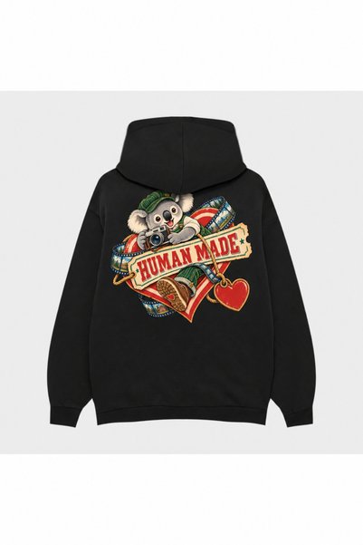 SVART WEAR Hanorac negru cu imprimeu „Human Made” și croială puternică