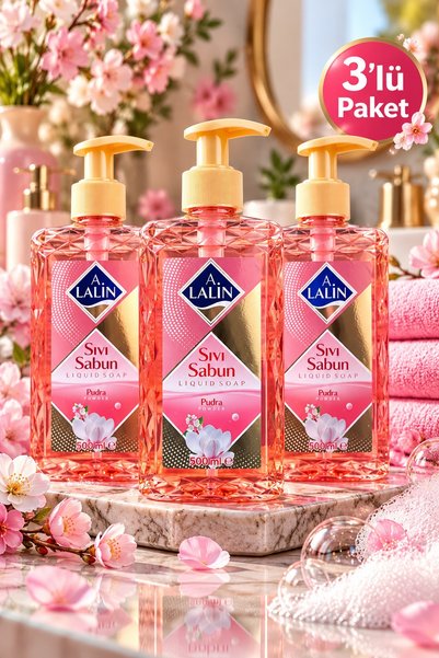 A. Lalin Pudra Kokulu Sıvı Sabun 500 ml x 3 Adet – 3'lü Avantajlı Paket