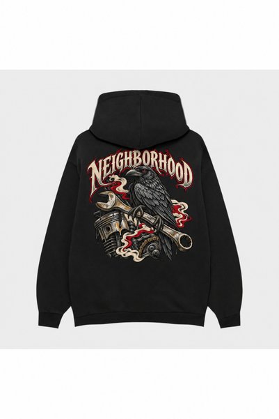 SVART WEAR Neighborhood Open Horizon Printed Black Hoodie