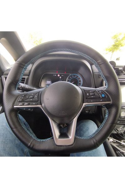 Choice Blue Thread Customized Car Steering Wheel Cover Non-slip Leather Braid...
