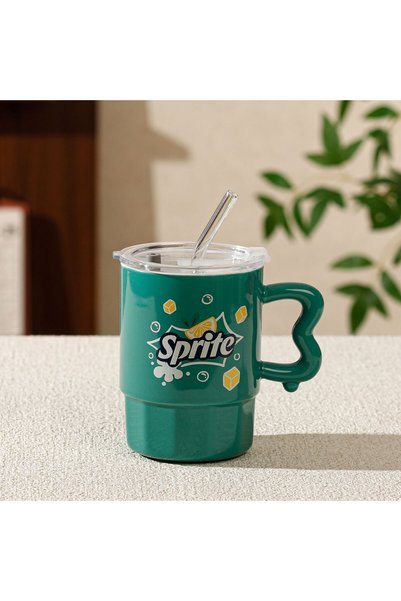 Generic Brand Ceramic Straw Mug with Lid and Spoon Gift Box for All