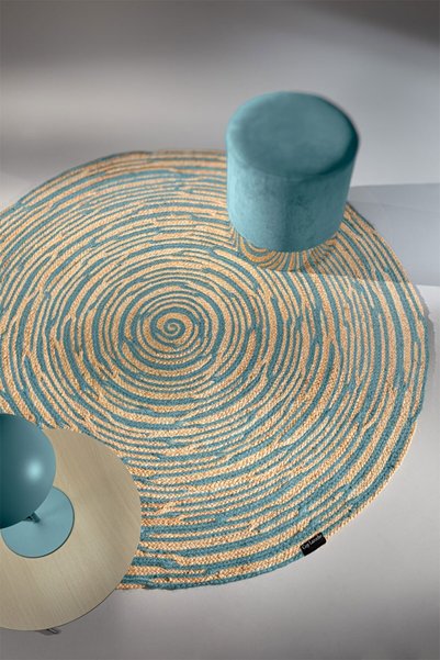 Guy Laroche Στρογγυλό Λουλουδάτο Χαλί Azul 150X150cm