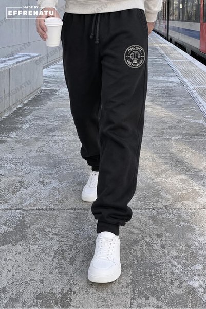 EFFRENATU Field Unit Coordinates Printed Black Unisex Jogger Sweatpants