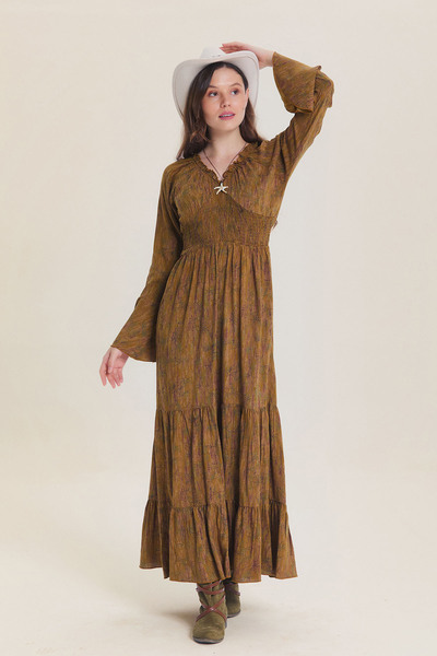 Los banditos Elastic-Neck Spanish Sleeve Winter Dress