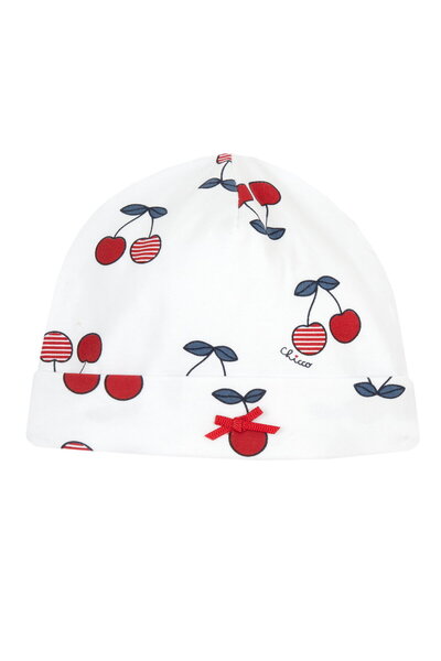 Chicco Caciulita bebe din jerse, Alb Cu Rosu, 16412-66MFCI