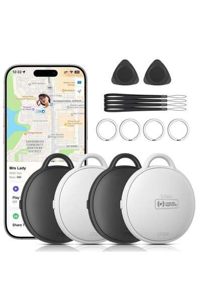 GENERAL Litaii Bluetooth Tracker for iOS, 4-Pack, Apple Find My Compatible Sm...