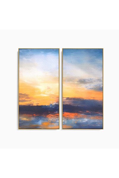 Luxcanva Set 2 Tablouri Canvas Un Apus Abstract 120x120 cm (2 x 60x120) cu Ra...