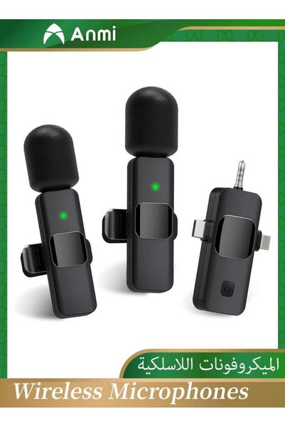 Anmi ميكروفونات لافالييه لاسلكية 3 في 1 لأجهزة iPhone وiPad وUSB-C وأجهزة And...