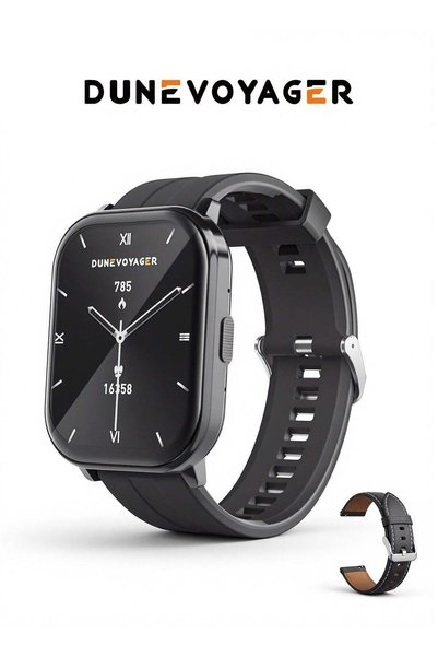 DuneVoyager QW2 Black Smartwatch with 2" HD Display, Bluetooth Calling, IP68 ...