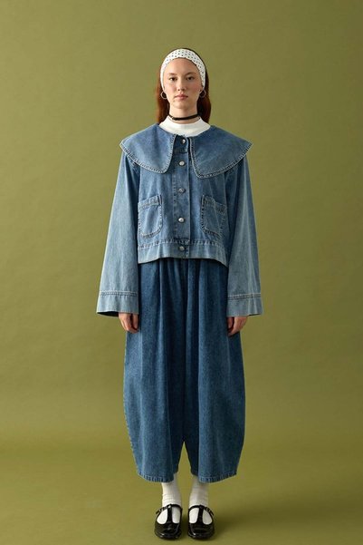 Ceylan Otantik Pantaloni șalvar din denim albastru gheață