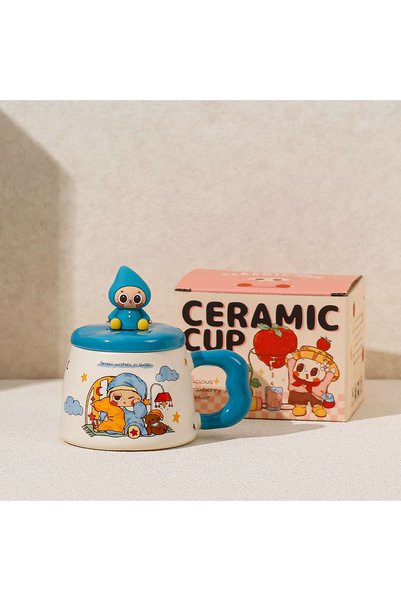Generic Brand Ceramic Cartoon Mug with Lid for Water Home Gift
