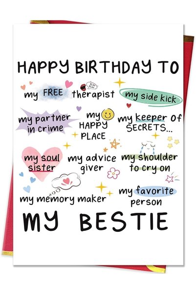 Axylar Bestie Birthday Card, Funny & Heartfelt “Happy Birthday to My Bestie” ...