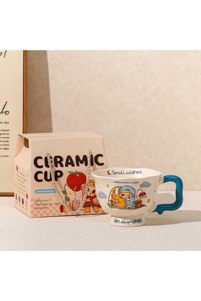 Generic Brand كوب سيراميك للأطفال للماء والقهوة والإفطار، مناسب للمنزل والمكتب