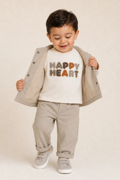 NOBLEKIDS Sweetme 3-Piece Set with Vest for Baby Boys, Beige.