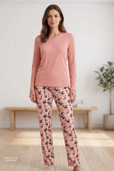 Jiber Women's Salmon Long Sleeve Pajama Set