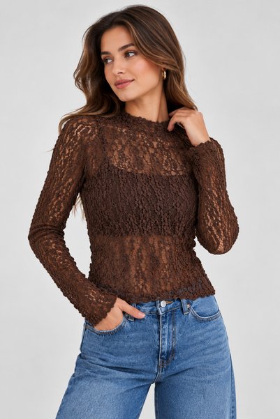 citycenterfashion بلوزة نسائية شفافة من قماش الجور، موديل cty-çtn-9768.