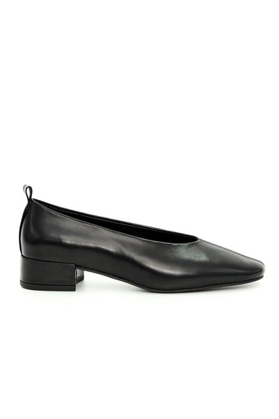 Tuna Genuine Leather Low-Heeled Black Women's Shoes - Z901