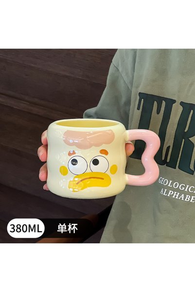 Generic Brand كوب قهوة سيراميك بتصميم مهرج لطيف مع غطاء وملعقة، كوب قهوة مبتك...