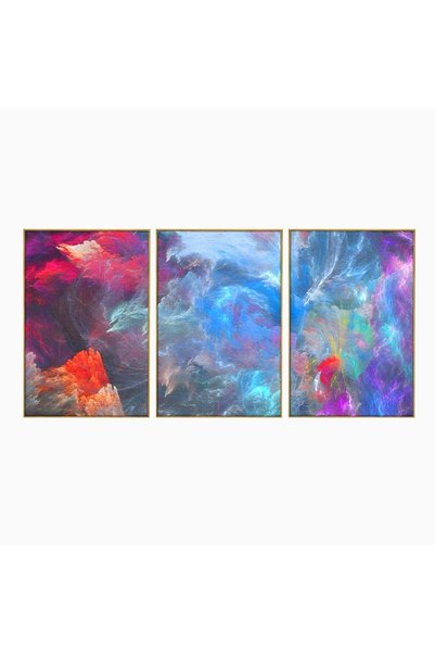 Luxcanva Set 3 Tablouri Canvas Colorful Cosmos 300x150 cm (3 x 100x150) cu Ra...