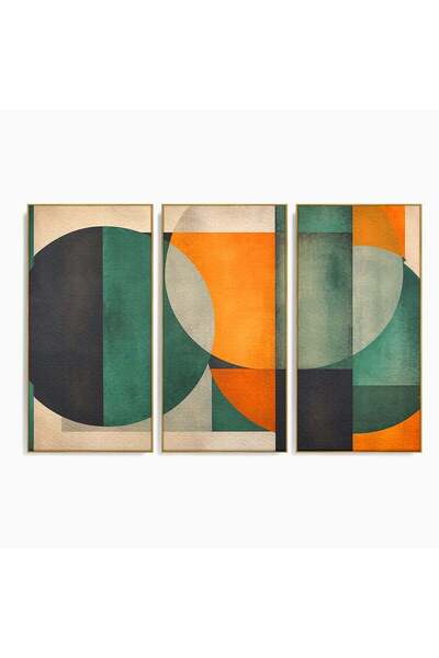 Luxcanva Set 3 Tablouri Canvas Forme Geometrice Abstracte 210x140 cm (3 x 70x...